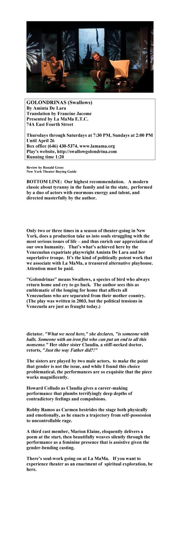 Ron Gross New York Theater Buying Guide